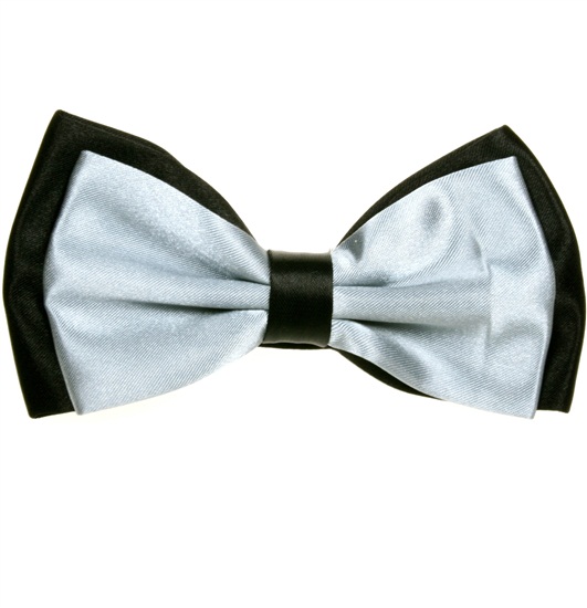 Zweifarbige Fliege aus Satin in Grau und Schwarz