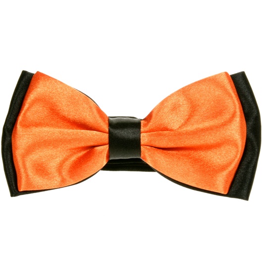 Zweifarbige Fliege aus Satin in Orange und Schwarz