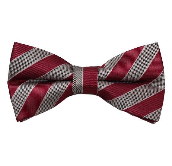 Fliege Bordeaux und Beige Streifen