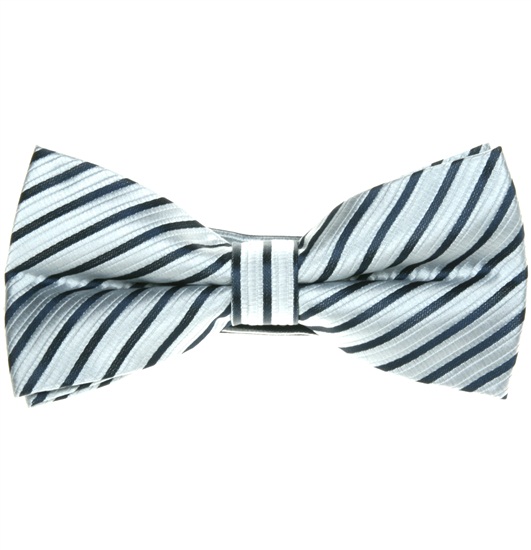 Fliege Gestreift Grau Silber und Marineblau