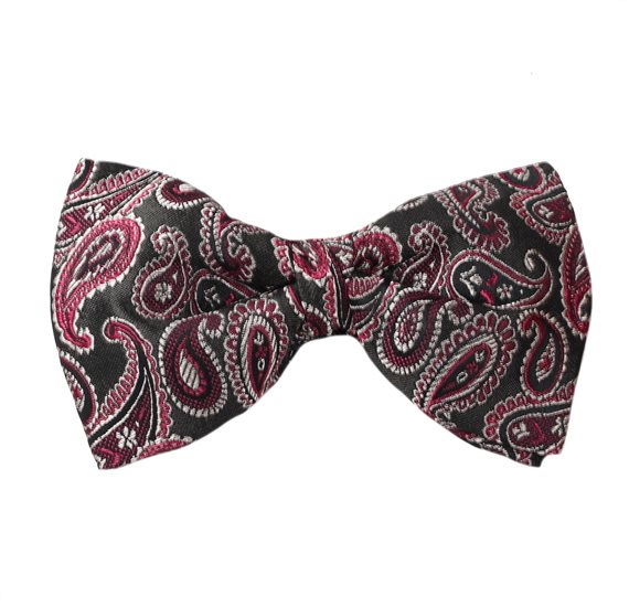Grüne Fliege mit Paisley-Muster in Magenta