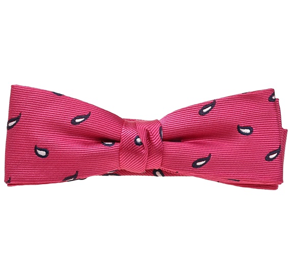 Fliege und Taschentuch in Magenta mit Blauem Cashmere