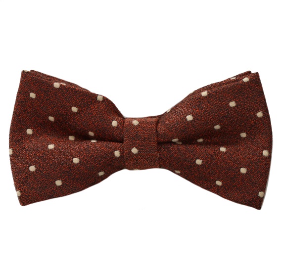 Fliege und Einstecktuch Braun mit Beige Punkten
