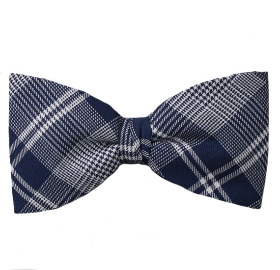 Fliege und Einstecktuch Prinz von Wales Marineblau