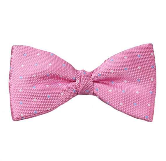 Fliege und Einstecktuch in Rosa mit Punkten