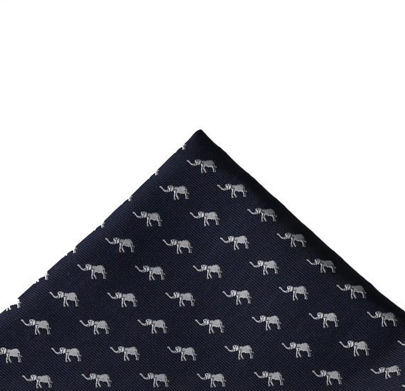 Blauer Einstecktuch mit Elefanten