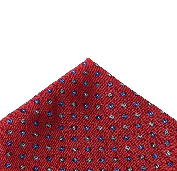 Rote Einstecktuch mit Blauen Blumen