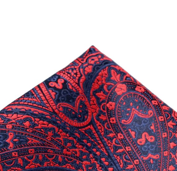 Rotes und Blaues Paisley Einstecktuch