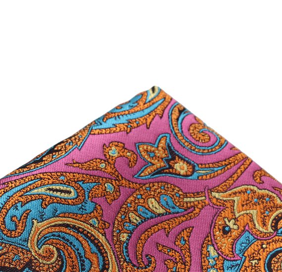 Rosa Paisley Ocker Einstecktuch