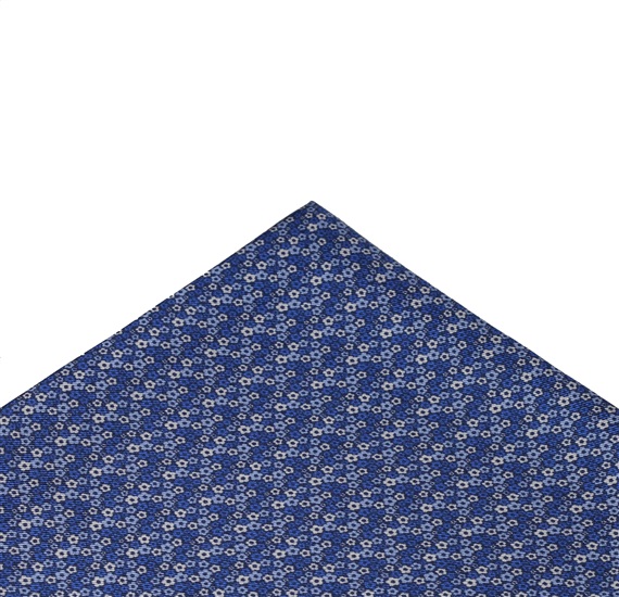 Pañuelo Bolsillo Seda Azul con Flores