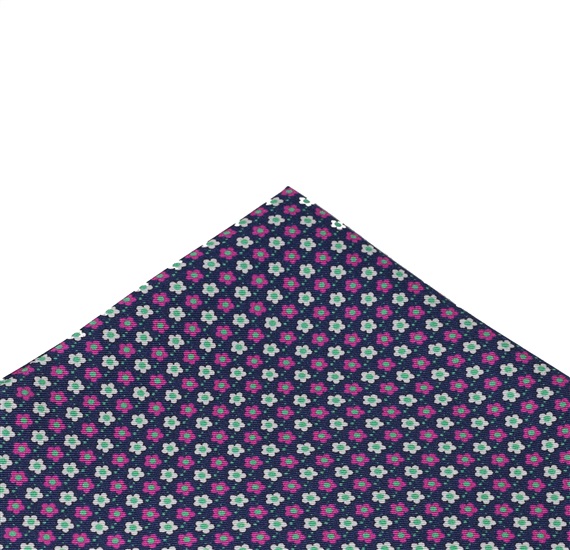 Pañuelo Bolsillo Seda Azul con Flores