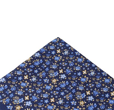 Pañuelo Bolsillo Seda Azul con Flores