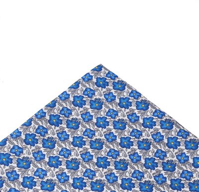 Seidentaschentuch Blau und Grau Blumen