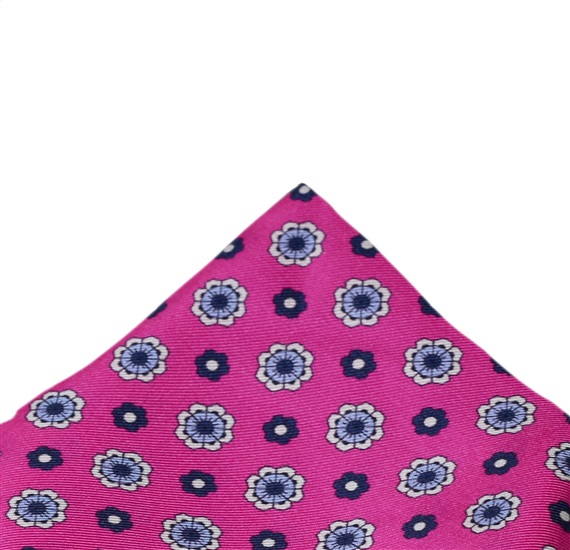 Seidentaschentuch in Fuchsia mit Blumen