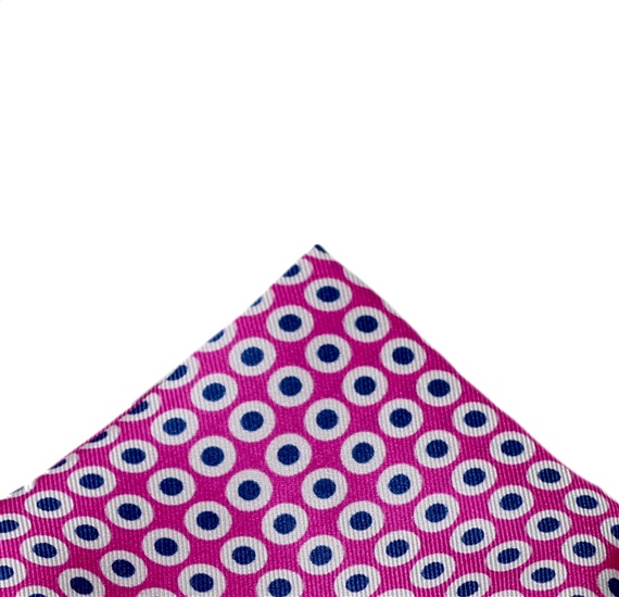 Seidentaschentuch Pink mit Blauen Punkten