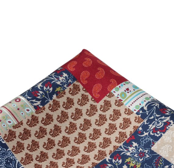 Seidentaschentuch Patchwork Blau und Rot