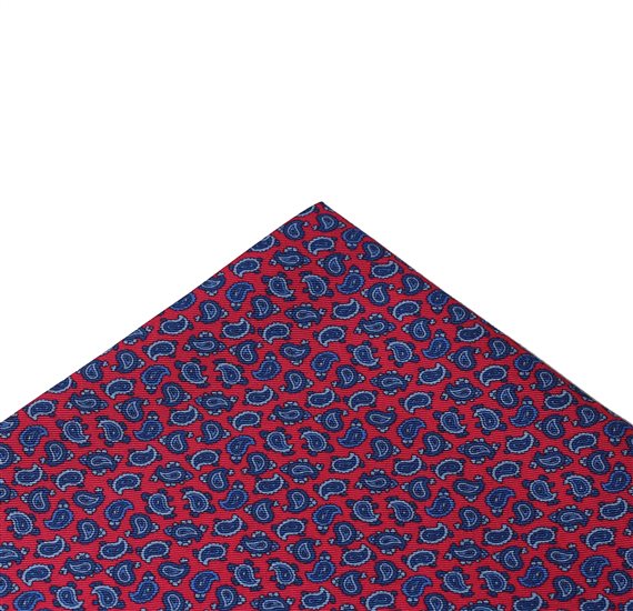 Rotes Seiden-Taschentuch mit Paisley-Muster