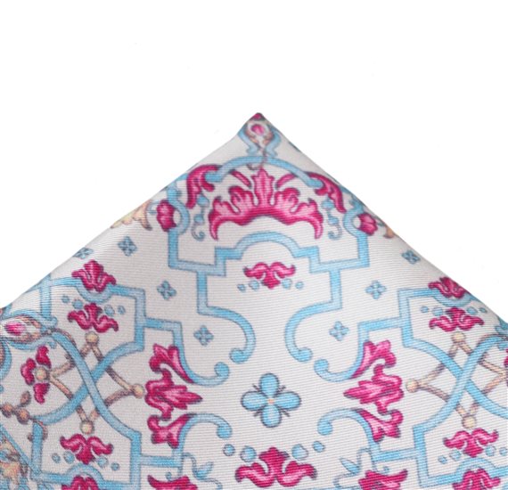 Seidentaschentuch in Rosa mit Muster