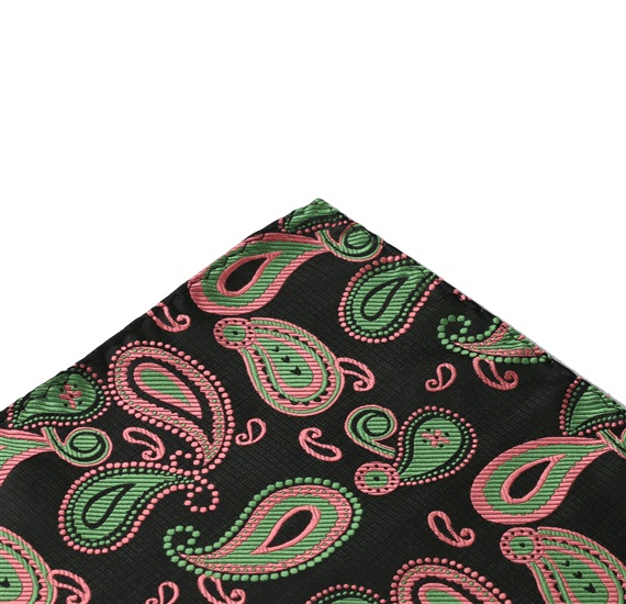 Grünes Taschentuch mit rosa Kaschmir-Muster