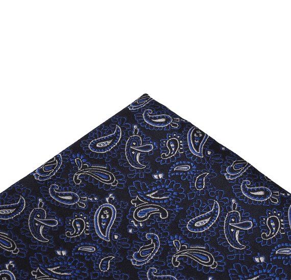 Marineblauer Paisley Einstecktuch in Hellblau