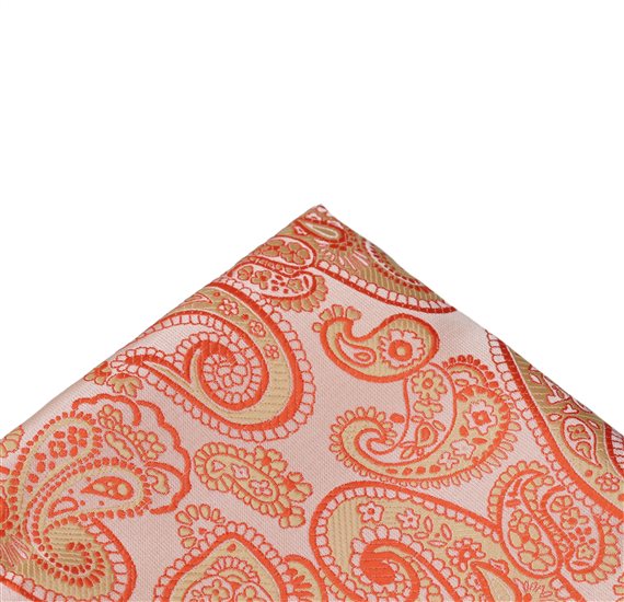 Orangefarbiges Paisley Einstecktuch