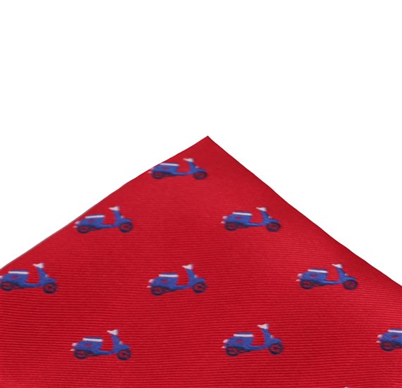 Rotes Einstecktuch mit Blauen Vespas