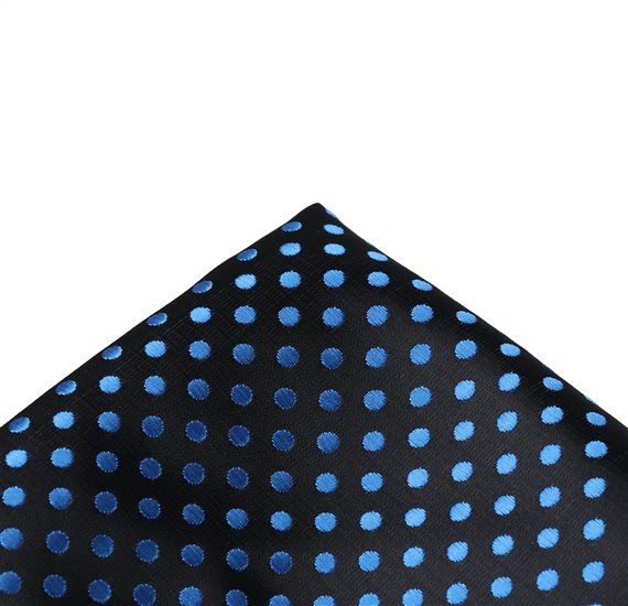 Seidentaschentuch Schwarz mit Blauen Punkten