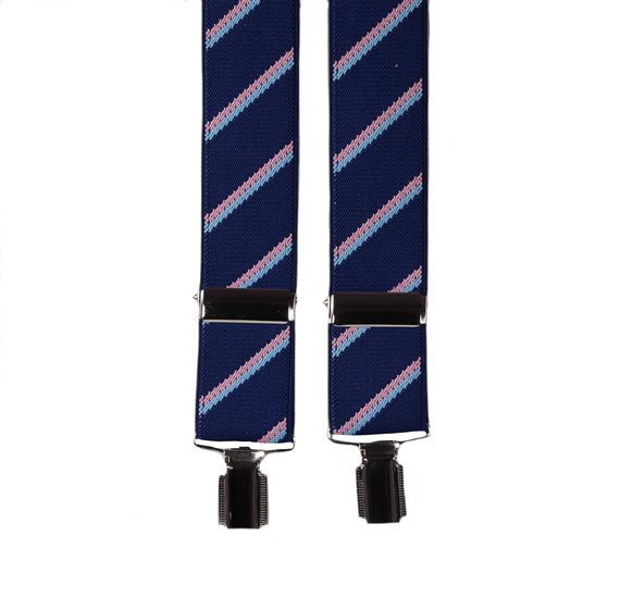 Elastische Hosenträger Blau Gestreift Blau und Rosa
