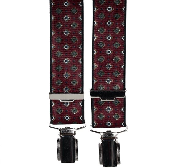 Elastische Hosenträger Bordeaux Blumen