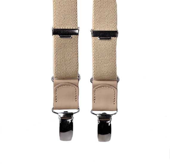 Elastische Kinder Hosenträger Beige Leder