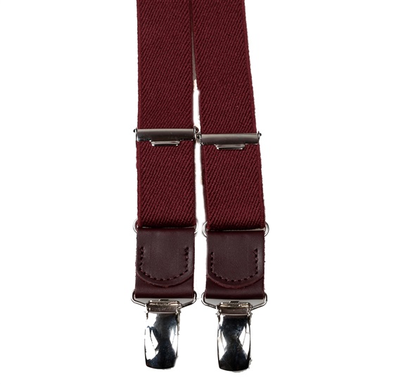 Elastische Kinder Hosenträger Bordeaux Leder