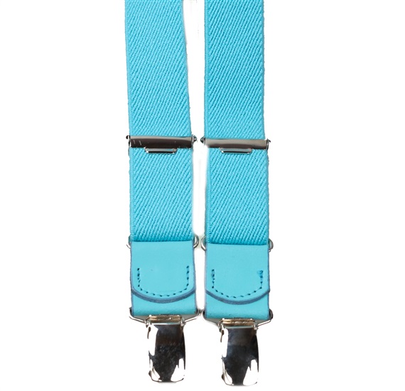 Elastische Hosenträger für Kinder in Türkis Leder