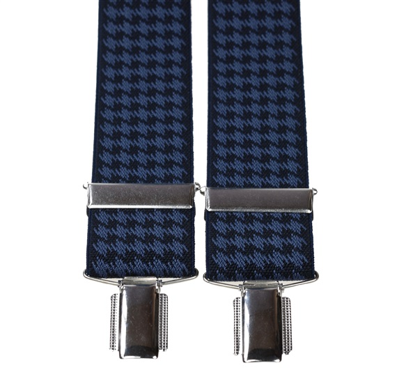 Elastische Hosenträger 'Hahnentritt' Dunkelblau und Blau