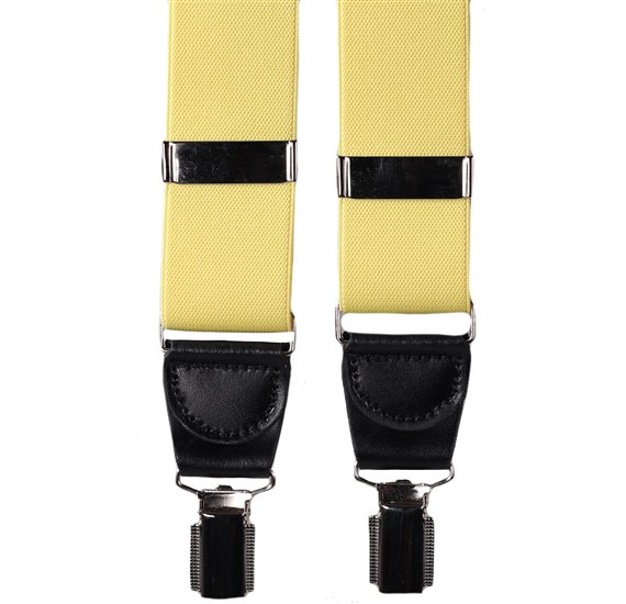 Elastische Hosenträger aus hellem Gelb-Leder