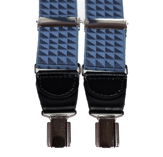 Elastische blaue Lederhosenträger mit Dreiecken
