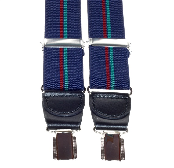 Elastische Hosenträger aus Marineblauem Leder mit Streifen