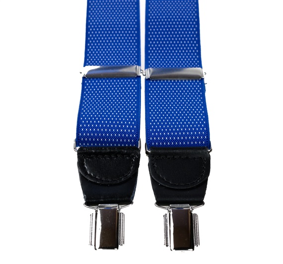 Elastische blaue Hosenträger mit weißen Flecken