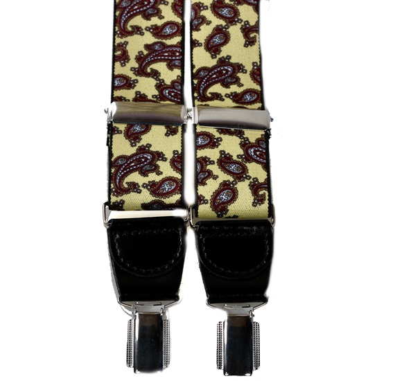 Elastische Hosenträger aus Kaschmir-Leder in Hellgelb