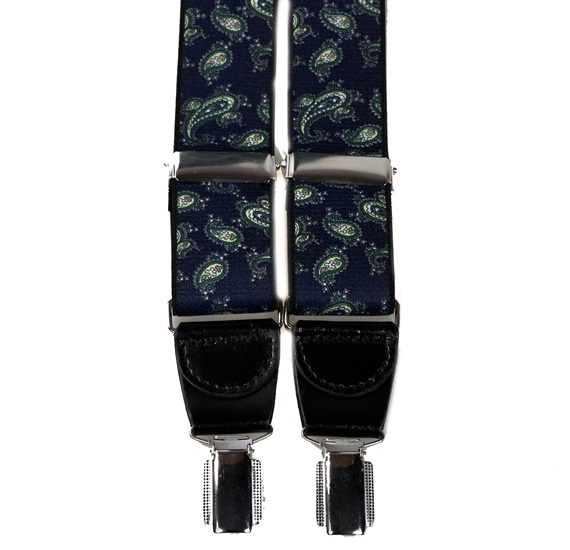 Marineblauer Elastischer Hosenträger aus Kaschmirleder