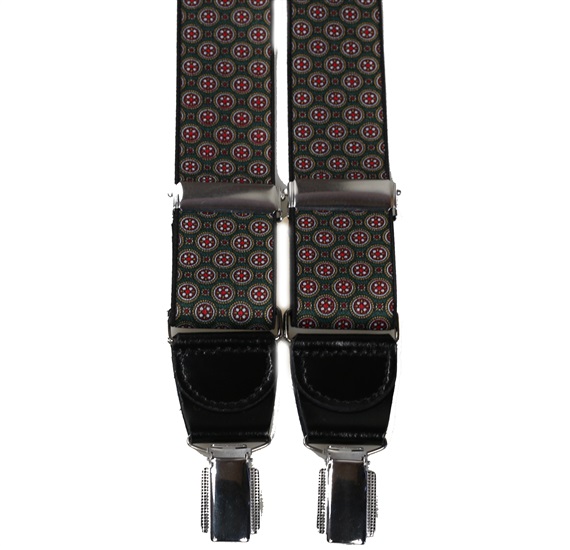Elastische Hosenträger Dunkelgrünes Lederdesign