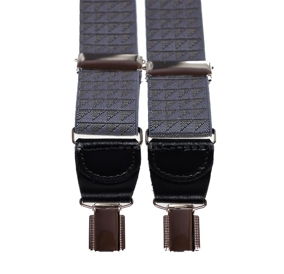 Elastische graue Lederhosenträger mit Dreiecken