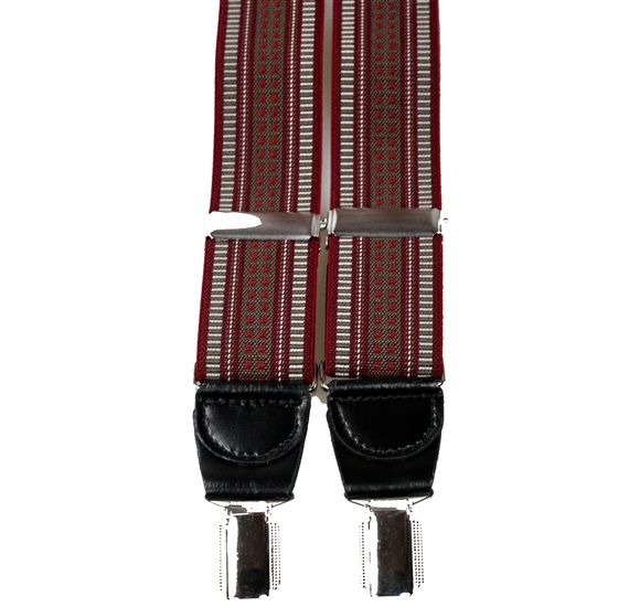 Elastische Hosenträger aus Jacquard-Leder Bordeaux