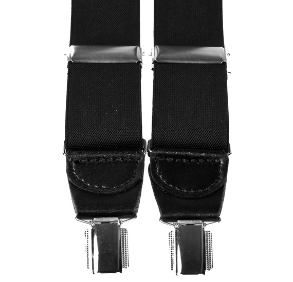 Elastische Leder Hosenträger Schwarz