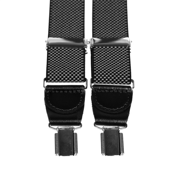 Elastische schwarze Hosenträger mit weißen Flecken