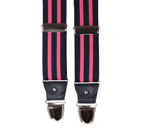 Elastische Hosenträger mit rosa Streifen aus Leder