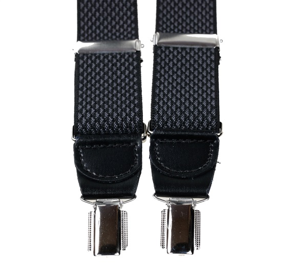 Elastische Hosenträger mit schwarzen Rautenmuster aus Leder
