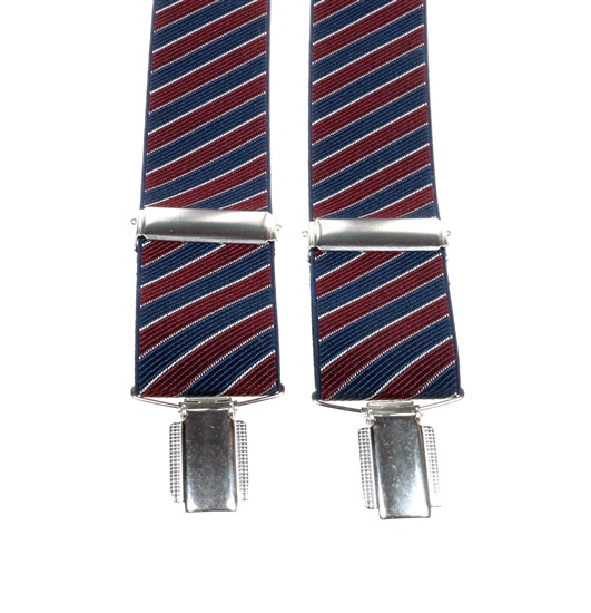 Elastische Hosenträger in Marineblau und Bordeauxstreifen