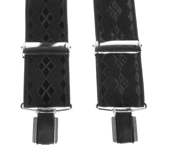 Elastische Hosenträger Schwarz mit Rautenmuster
