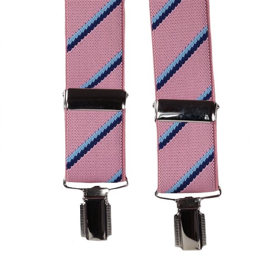 Elastische Hosenträger in Rosa mit blauen Streifen
