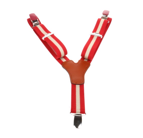 Jungen Hosenträger Rot mit Beige Streifen